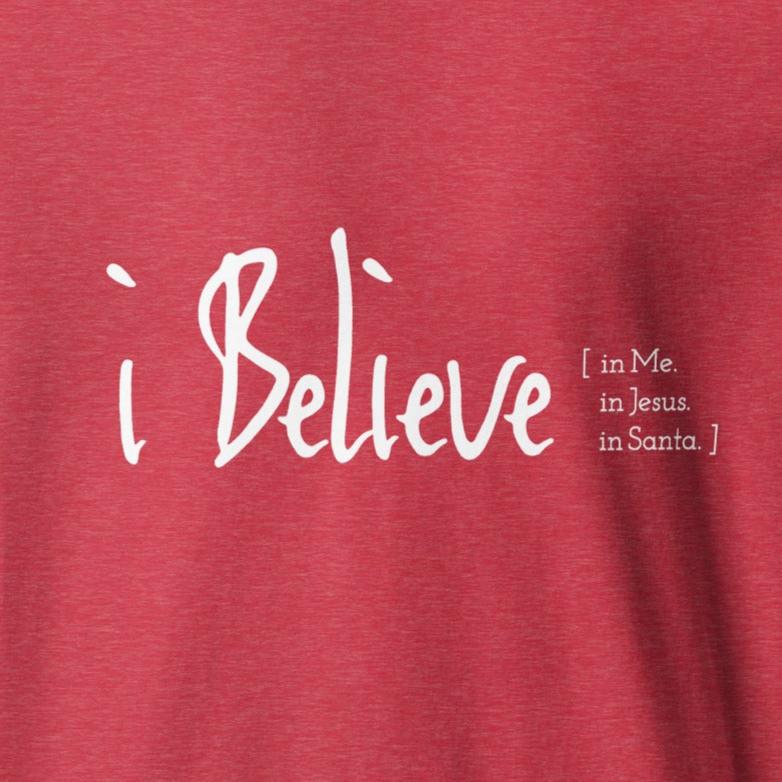 Boliver Bloom i Believe in Me Jesus Santa Hooded Long Sleeve Tee Detail
