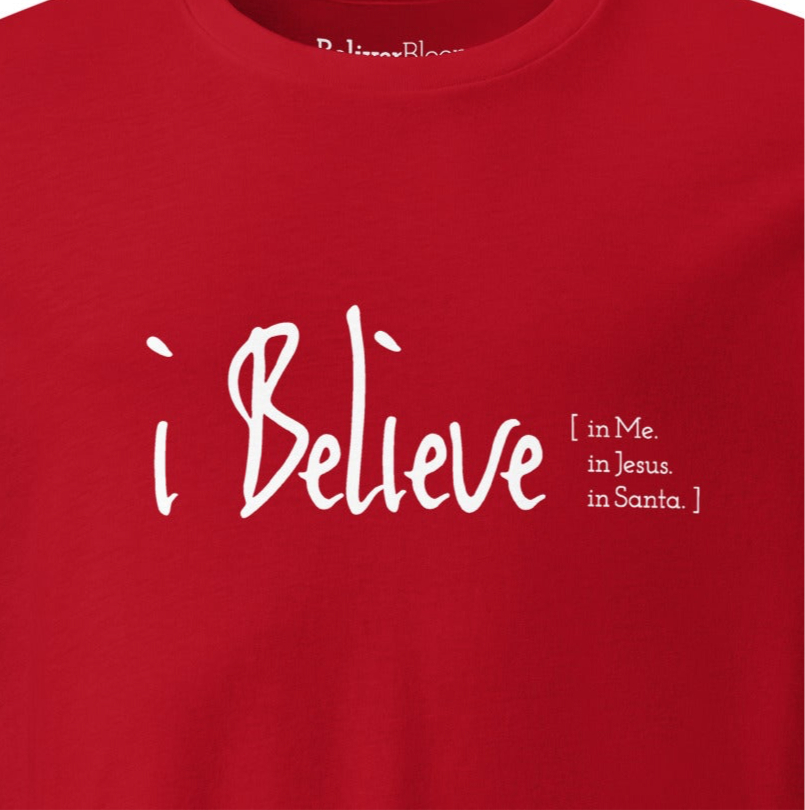 Boliver Bloom i Believe in Me Jesus Santa Long Sleeve Tee Detail
